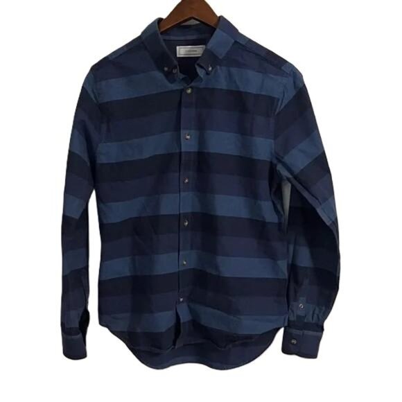 Five Four Navy and Blue Striped Button Down Shirt - Picture 1 of 6